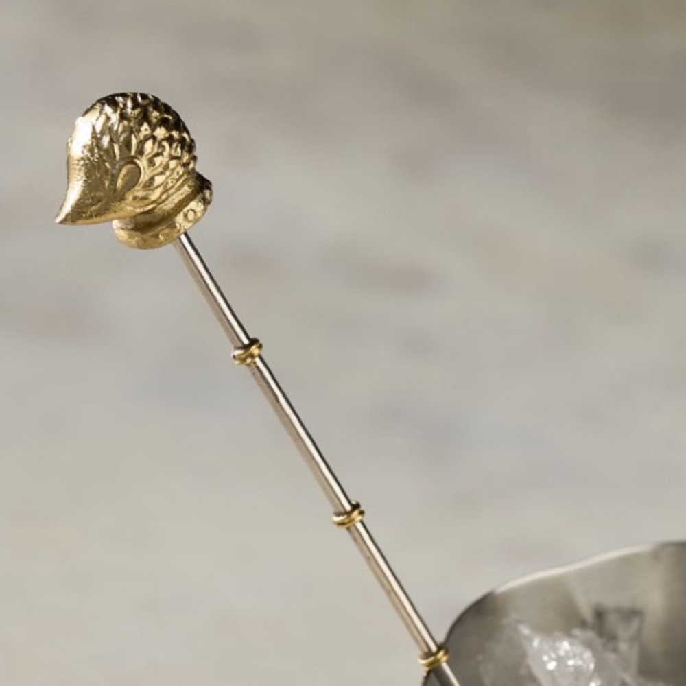 Anthropologie Spring Hedgehog Cocktail Spoon Stirrer Silver & Gold E…